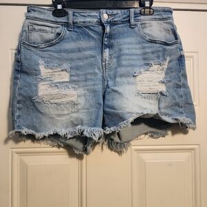 Zenana Outfitters Light Blue Distressed Jean Shorts
